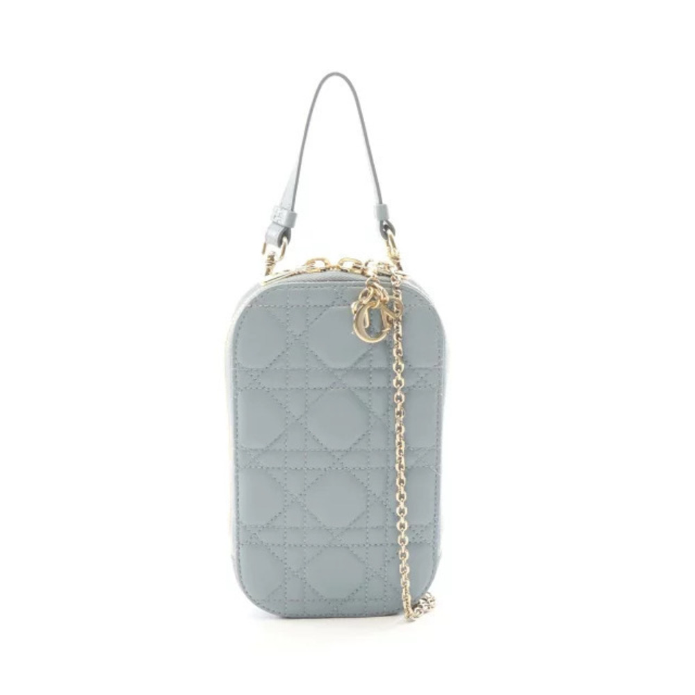 Christian Dior LADY Cannage Handbag Leather Bag Blue